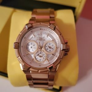 Invicta Aviator Women's Gold Watch w/Mother of Pearl Dial - 36mm